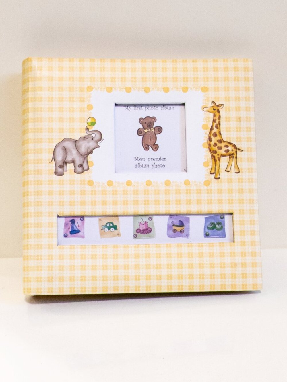 My First Photo Album Baby Book Yellow Plaid Cute Keepsake Mom Gift Circus NWOT